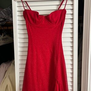 Baby Boo Red Sparkle Slip Dress -  Women